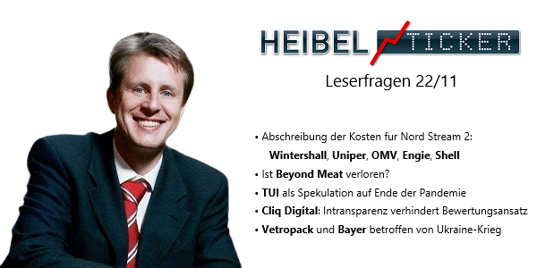 Heibel-Ticker Leserfragen 22-11 mit Wintershall, Uniper, OMV, Engie, Shell, Beyond Meat, TUI, Cliq Digital, Vetropack und Bayer